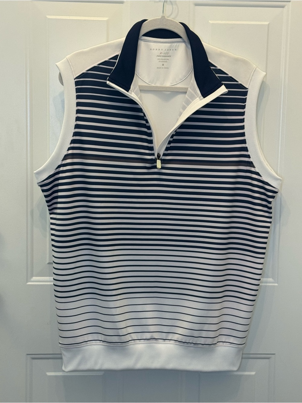 Bobby Jones XH2O Performance Golf Quarter Zip Vest Stripe Nautical Preppy M